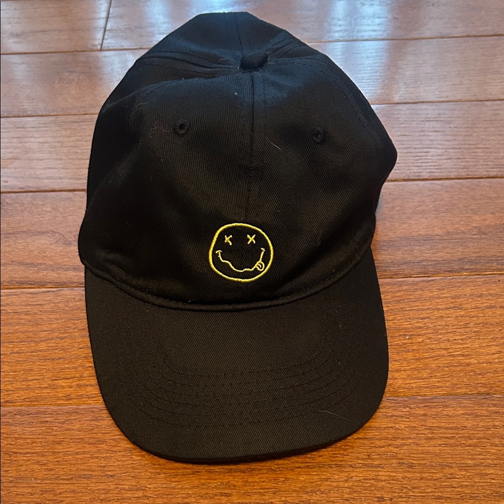 NIRVANA Black Cap with Yellow Smiley